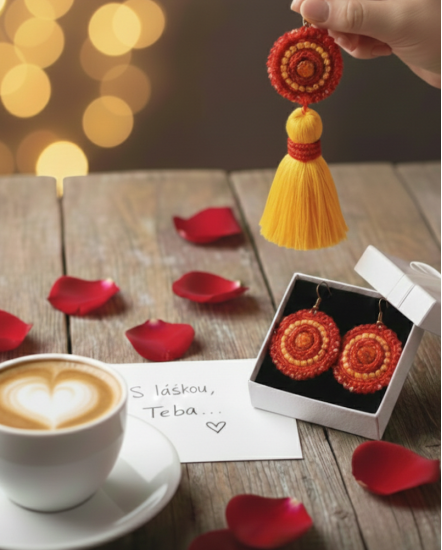 Háčkované  dizajnové náušnice "Skrytá vášeň"